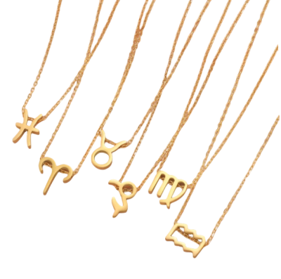 Hot Selling 12 Zodiac Signs Necklaces Zodiac Jewelry Necklace Women Aries Leo Sign Clavicle Chain