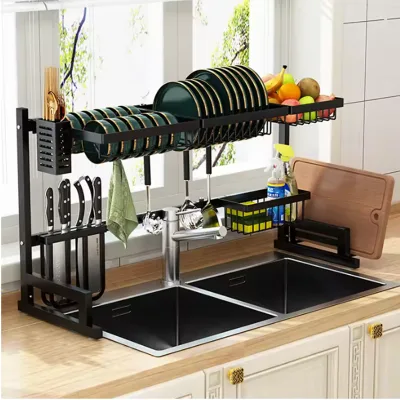 Expandable Kitchen Sink Drainer Rack Utensil Storage Basket Large Capacity Adjustable Dishes Cutlery Holder Heavy Duty Colander