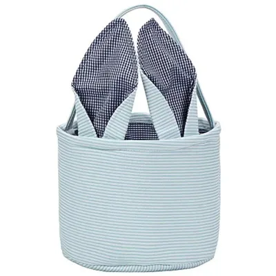 High Quality Custom Seersucker Easter Bunny Baskets for Kids Egg Hunt Party Decorations and Easter Gift Bags