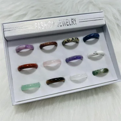 Crystal Ring Hot Selling Multiple Colors Gemstone Rings In Box Natural Crystal Ring for Women and Men