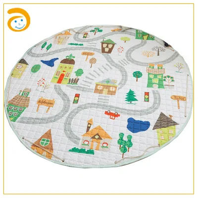100% Polyester Drawstring Toys Storage Children Baby Play Mat Bag