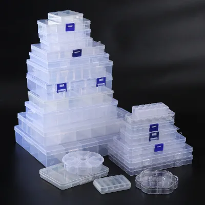 Wholesale Fixed-style Tackle Boxes 10/15/24 Compartments Transparent Plastic Storage Boxes Lid Dimensions 68x50x23mm Waxed