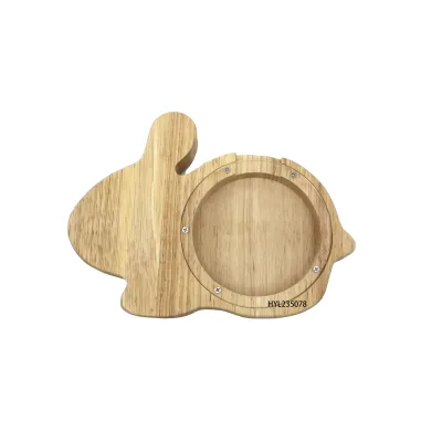 Hot Sale Buddhist Theme Eco-Friendly Engraved Wood Piggy Bank Coin Bank for Kids