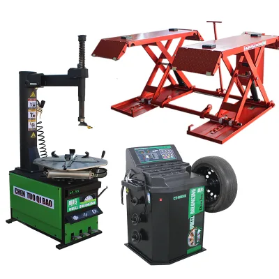 Portable Hydraulic Scissor Car Lift Combo with Wheel Balancer and Car Repair Tire Changers Wheel Alignment Equipment