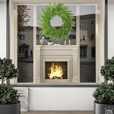 Factory 35/45/50/60cm Size Pointed Spray PVC Decorative Rattan Strip Pine Cone Shopping Mall Window Christmas Wreath Garland