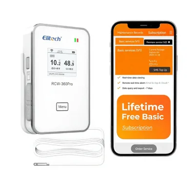 HEDAO 2.4GHz/5GHz WiFi Temp & Humidity Data Logger 16.4ft External Probe -40~176F 0~100% RH Cloud/SMS/Email/APP Alarm