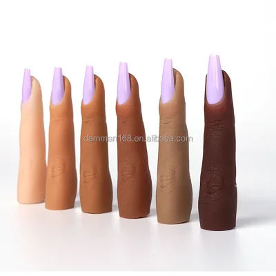 Professional Soft Flexible Artificial Finger Bendable Liquid Silicon Nail Practice Fingers for Acrylic Nails Training DIY Tool