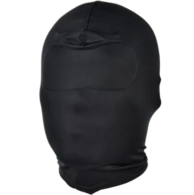 Black Faux Leather BDSM Bondage Restraints Adjustable Head Hood Full Cover Head Restraint Fetish Headgear Open Mouth Sex Toys%
