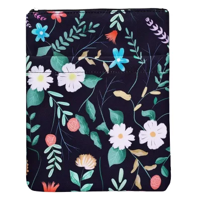Custom Print Reusable Gift Sleeve Polyester Pouch with Zipper and Front Pocket for E-reader