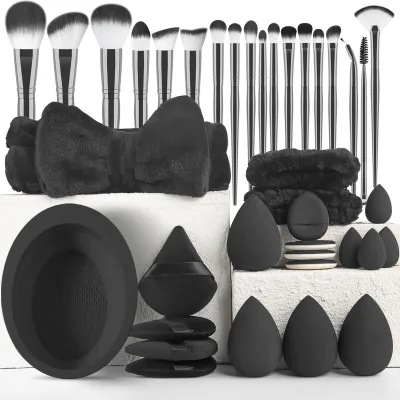 18pcs 24pcs 38pcs Vegan Luxury Make up Brush Kit  Face Wash Eye Shadow Blush Hair Powder Makeup Sponge Makeup Brush Set