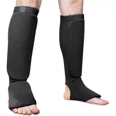 Polyester Karate Shin Guards Professional Protection Double Ring Closure Compression Non-Slip for Boxing Taekwondo Leg