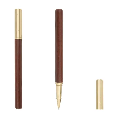 High-end Metal Wooden Roller Pen Unique Walnut Wood Premium Elegant Gold Business Pen Gifts