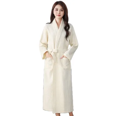 Quality Luxury Hotel 100% Cotton Bathrobes Comfortable Soft Waffle Knitted Bathrobes for Men Women Custom Home Children