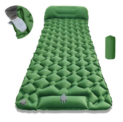 190*60*5cm Inflatable Sleeping Pad TPU Camp Air Mattress Sleeping Pad With Pillow for One Person