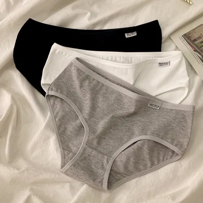 Wholesale Ladies Cotton Soft Panties Solid Colors Girls Briefs Low-waist Women Underwear