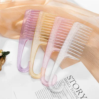 Wide Tooth Comb Glitters Blingbling for Curly Hair Shower Plastic Comb Pick for Household Barber Comb
