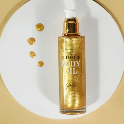Wholesale Free Sample 100ml Nourish Skin Shiny Factor Full Body Skin Beautification Body Shimmer Oil for Beach and Party