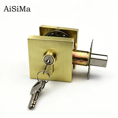 High Security Brushed Gold Square Deadbolt Invisible Door Lock