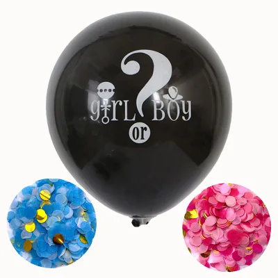 36 Inch Gender Reveal Black Girl or Boy Latex Balloon Baby Shower Pink Blue Confetti Balloons Baptism Gender Reveal Balloons