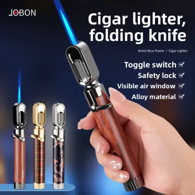 2026 New Wind-Resistant Straight-Blow Metal Butane Lighter Visible Fuel Window Long-Bar Lever-Style Refillable Outdoor BBQ
