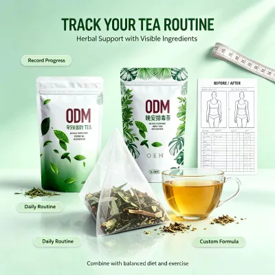 Teatox Herbal Slimming Tea, 100% Natural Raw Materials Flat Tummy Tea Bags, Daily Drink for Women, Custom Printed Packaging