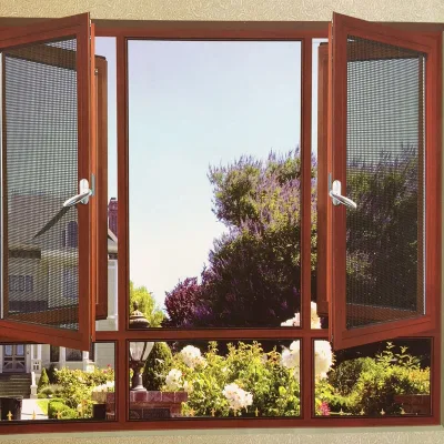 Modern Villa Double Glaze Thermal Break Aluminum Casement Windows Swing Open Low-E Glass Stainless Steel Insect Screen Built-in