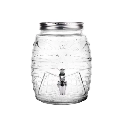 Wholesale Big Dispenser 5.5L Storage Jar Custom 2L 2.5L 4.5L Glass Beverage Dispenser with Plastic Water Tap for Camping