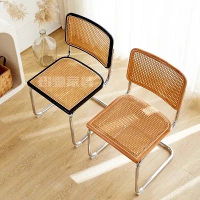 Customized Wholesale  Chromed Leg Garden Armless Chairs Dining Outside French Rattan Bistro Chair