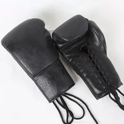 Fashion Cowhide Leather Boxing Gloves for Training Martial Arts New Black Red OEM Logo Material Adults People Origin Type