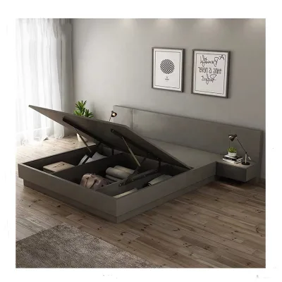 Modern Luxury Modern el Bedroom Furniture Set Metal Frame Velvet Murphy Wood Queen king Size Double Bed For Africa Project Be...