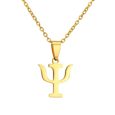 European American Personality Creative Stainless Steel Necklace Psychology PSI Symbol Pendant Necklace for Women