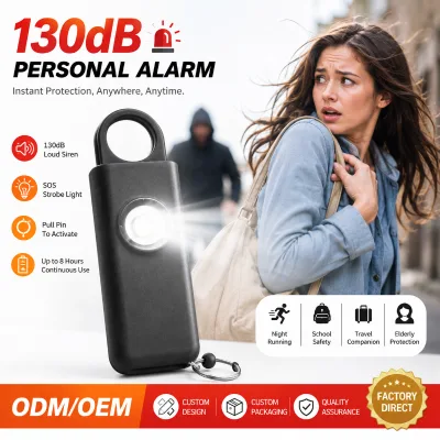 130DB Protection Dangerous Situations Emergency Self Defense Security Alarm Keychain Stainless Steel ABS CE Certified LED Light