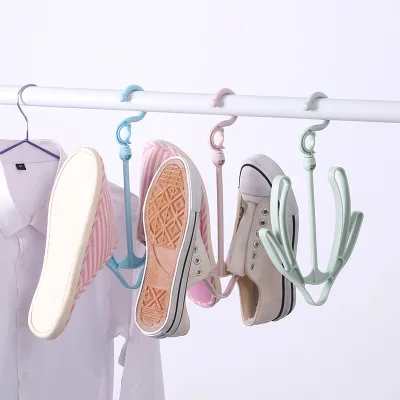 Balcony Plastic Shoe-Drying Rack Compact Windproof Hanging Modern Minimalist Drying Stand with Shoe-Hanging Hooks