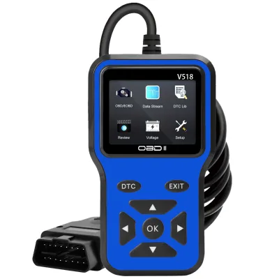 V518 Auto Diagnostic Tool Full OBDII Scanner ELM327 Code Reader Android Compatible USB 12V LCD Display 1 Year Warranty