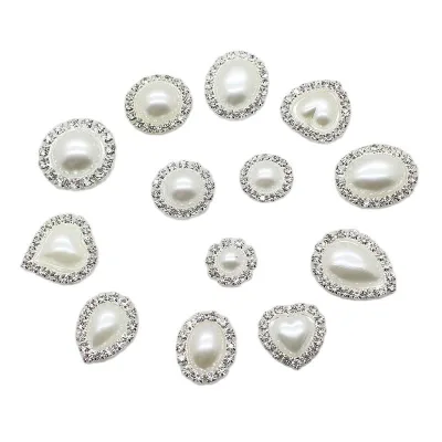New Fashion Craft Accessories Decorative 12 SIZE Rhinestone Pearl Snap Button Metal Brass Flat Back Button for Clothes