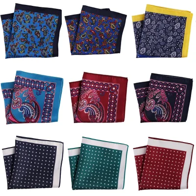 Fashion Polyester Pocket Square Set for Men Multi-Color Floral, Ethnic Modern Prints | Wedding Business Gift