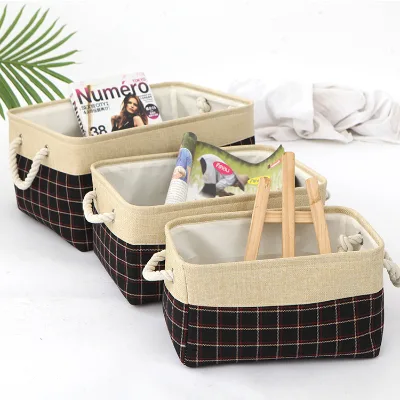 New Rectangular Fabric Storage Basket Shelf Basket Fabric Cotton Linen Storage Basket