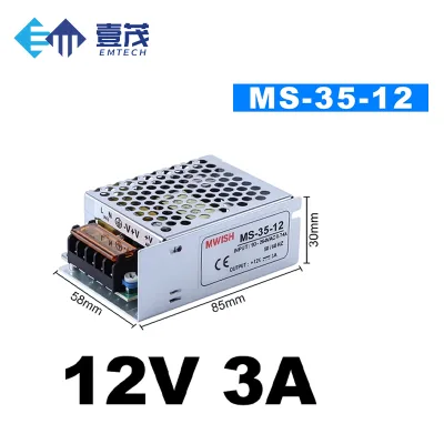 EM 15W 25W Stainless Steel Switching Power Supply 30x58x85mm Compact DC Universal for Industrial Automation CNC Stepper Motor