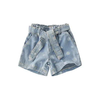 Customizable High Quality Elastic Waist Girls Shorts for Kids Summer Wear Printing Jeans for Girls