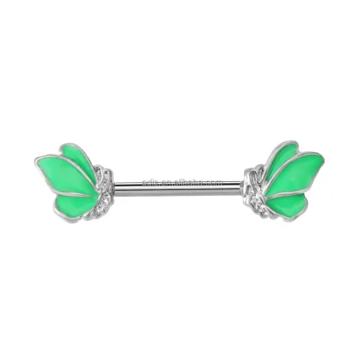 Stainless Steel Unique Green Wing Nipple Piercing for Women Men Tongue Ring Wholesale Nipple Ring