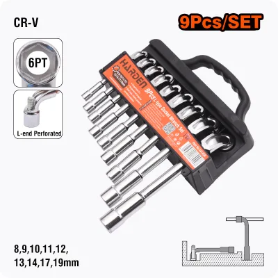 HARDEN 9 Pcs L Type Socket Wrench Set DIY L Wrench Socket for Auto Repair