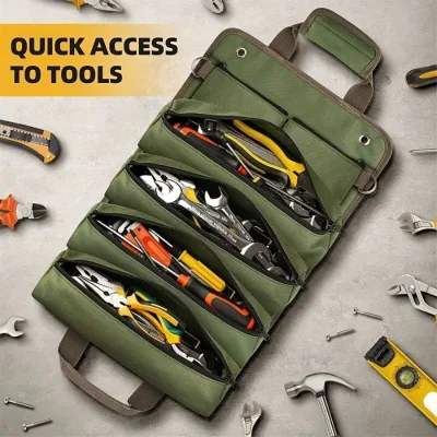 Hardware Tool Storage Bag Roll-Up Electricians Car-Hanging Button Closure In-Car Hardware Tool Kit