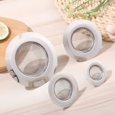 Kitchen Bathroom Stainless Steel Filter Mesh Anti-Clog Perforated Floor Drain Grass-Hat Wide Edge Model