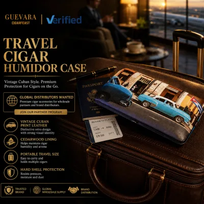 Luxury Printed Leather Cigar Humidor Cedar Wood Lining Portable Travel Case Gift for Cigar Lovers Humidor Cigar Travel case
