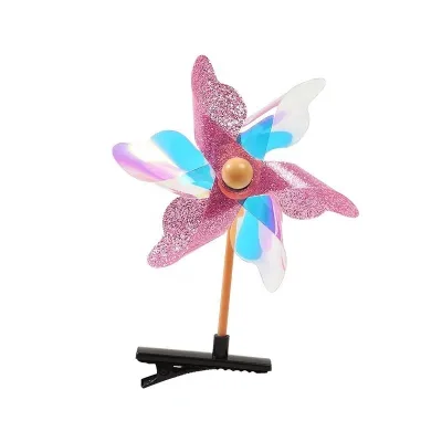 Wholesale Plastic Small Windmill Spinner Hairpins Beautiful Color Hairpin Party Decor Toy for Girl Windmills