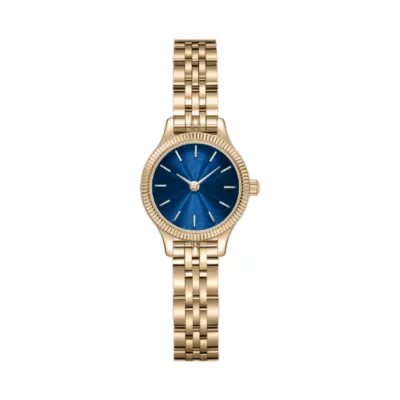 Elegant Gold Tone Ladies Quartz Watch Fluted Bezel Sunburst Dial Jubilee Stainless Steel Bracelet Women Dress Wrist Watch