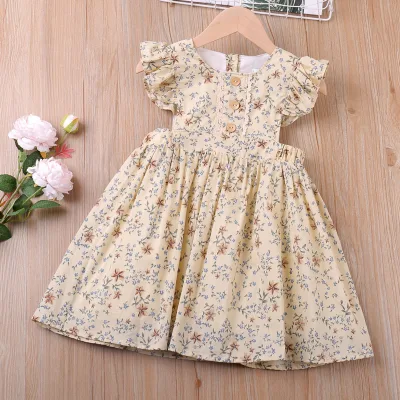 2022 summer new girls' dresses print sleeveless floral dress kids dress