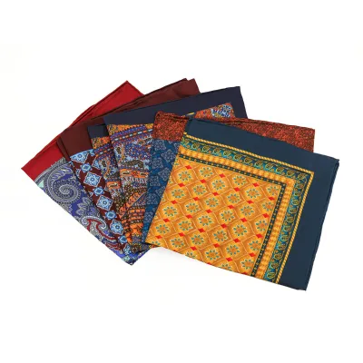 Wholesale Hot Selling Silk Pocket Square Classical Vintage Checkered Pattern High Quality Handkerchief