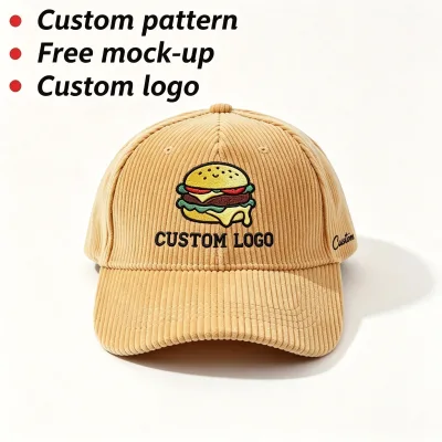 Personalized Street Style Common Corduroy Baseball Cap with Hand Embroidered Logo for Autumn Winter Christmas Gift