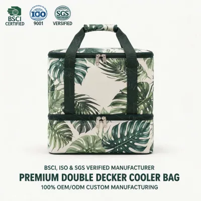 Versatile Customized Large Capacity Two Tier Food Cooler Pouch Heavy Duty Stitching Durable Zippers for Daily Meals Drinks